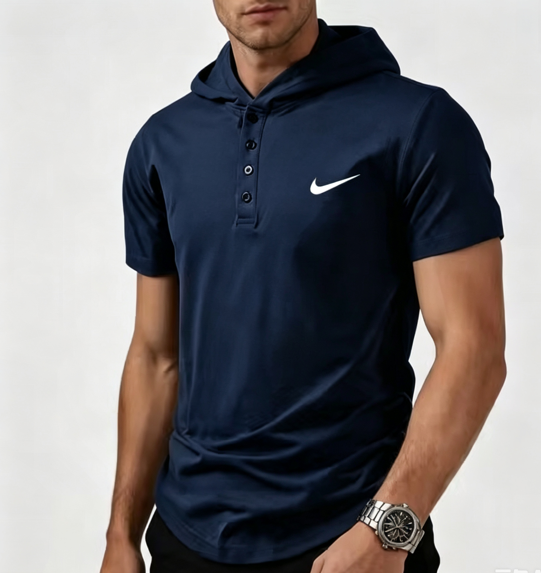 2026 Men's fashionable and versatile hooded T-shirt