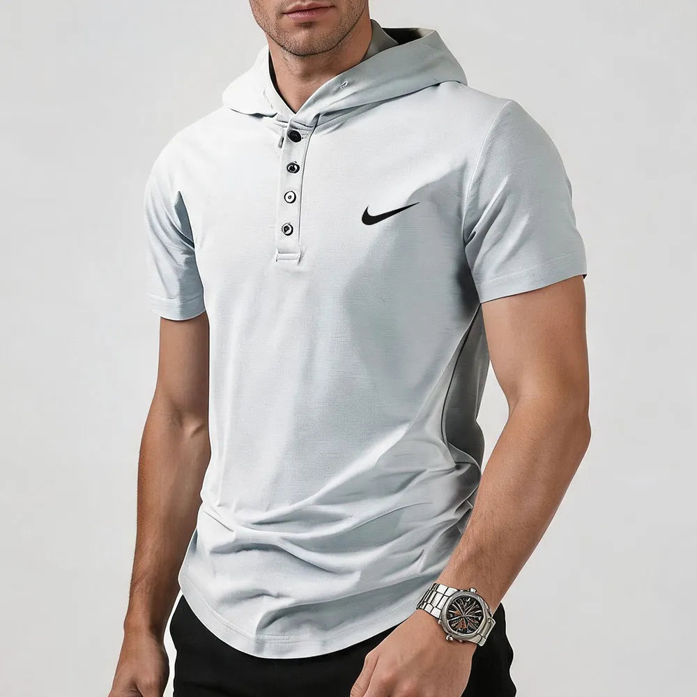 2026 Men's fashionable and versatile hooded T-shirt