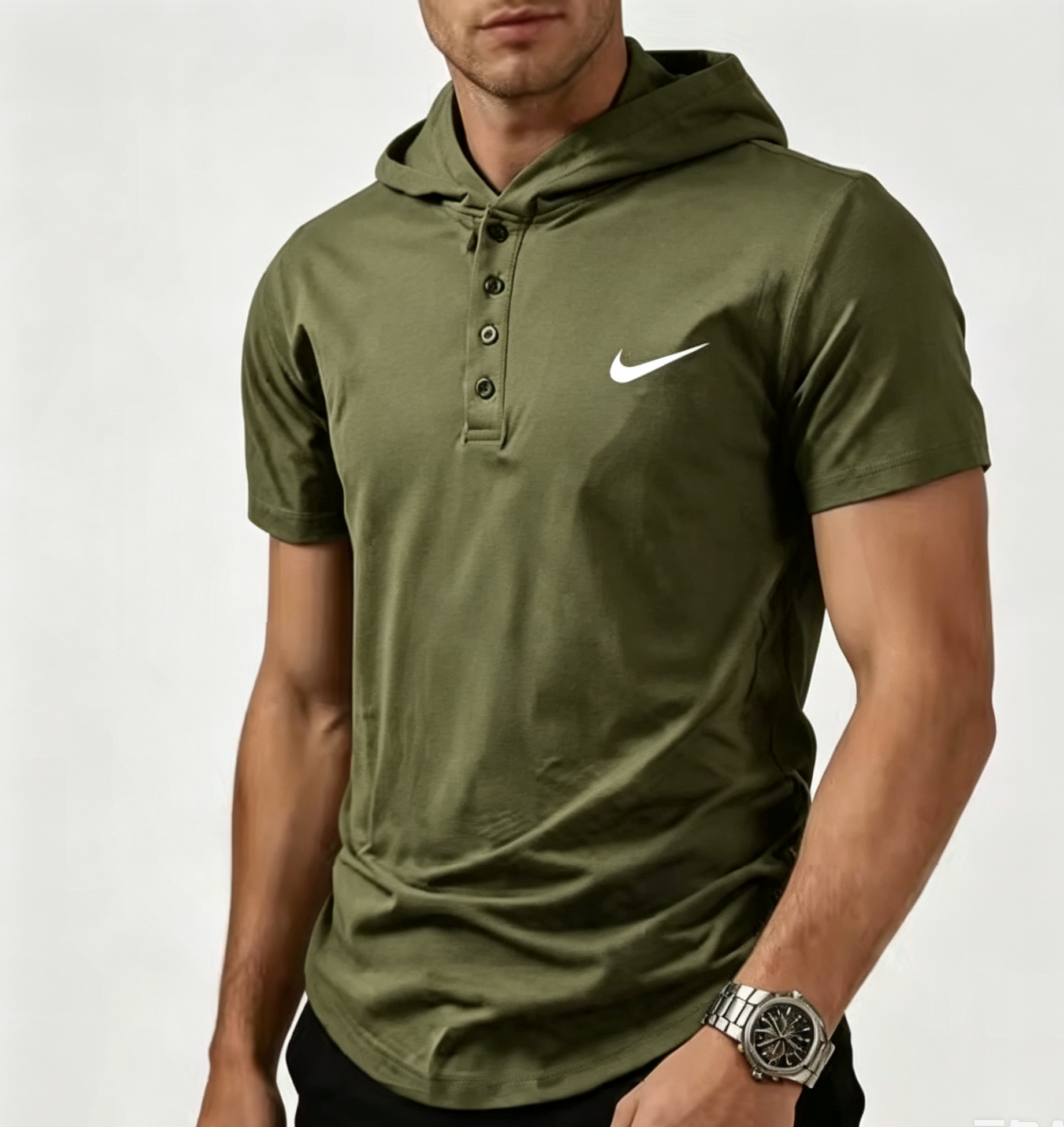2026 Men's fashionable and versatile hooded T-shirt