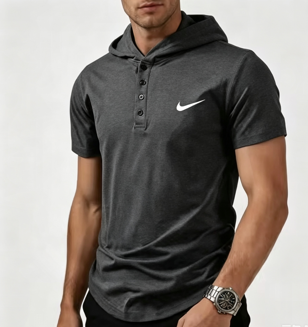 2026 Men's fashionable and versatile hooded T-shirt