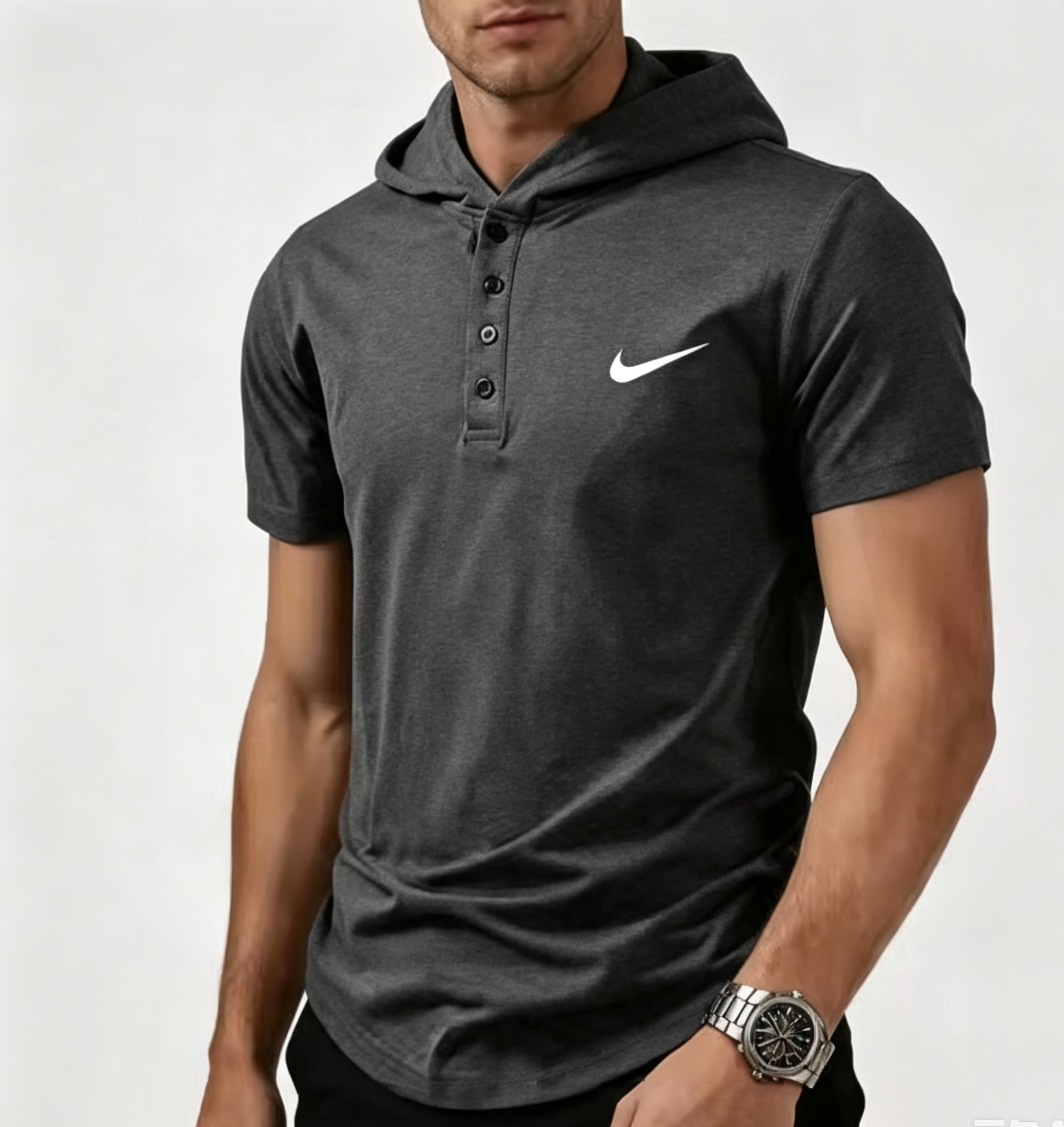 2026 Men's fashionable and versatile hooded T-shirt