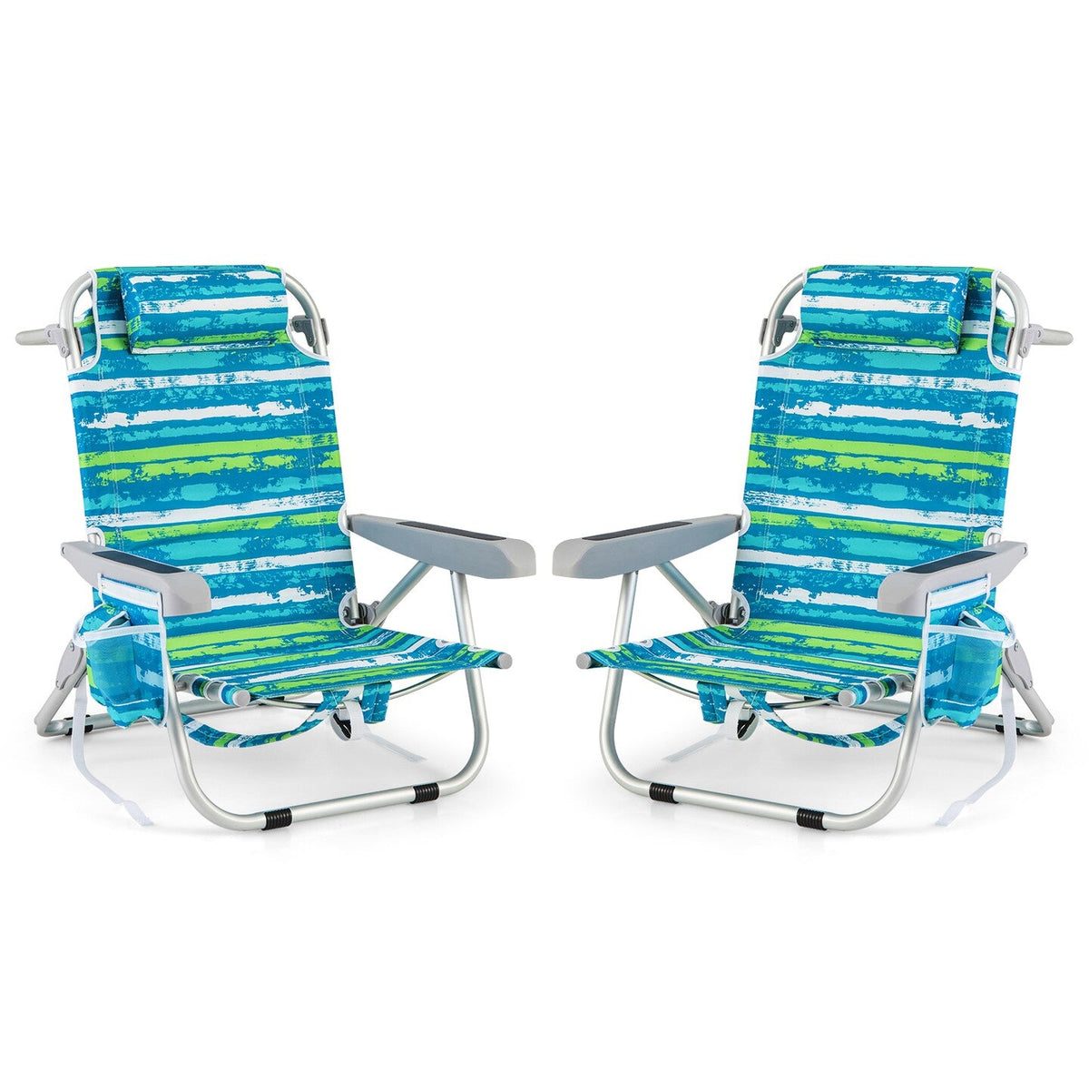 Paquete de 2 – Sillas de playa reclinables | Ligeras, portátiles y cómodas|Sombrilla de sol gratuita (Oferta especial de verano)