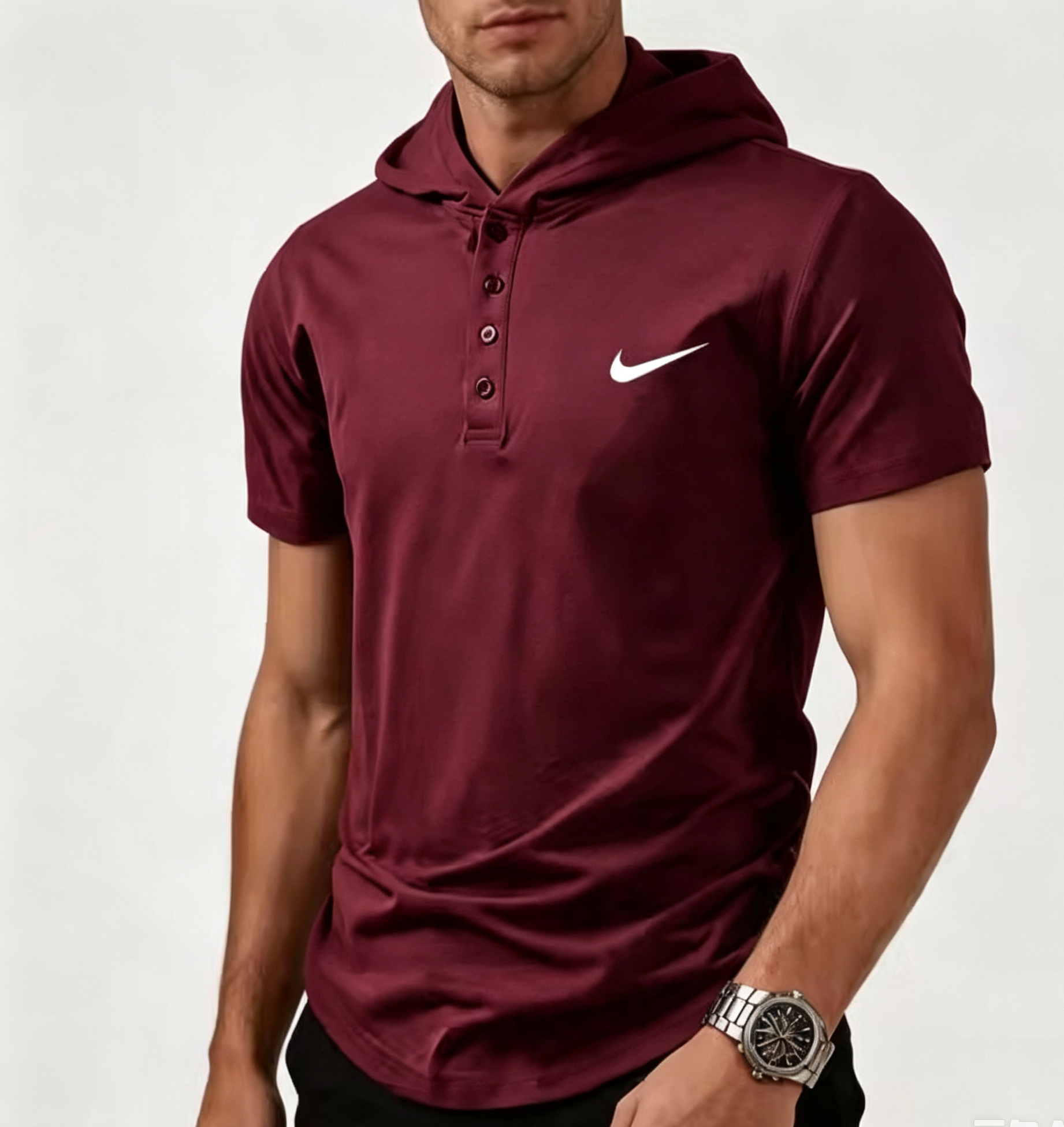 2026 Men's fashionable and versatile hooded T-shirt