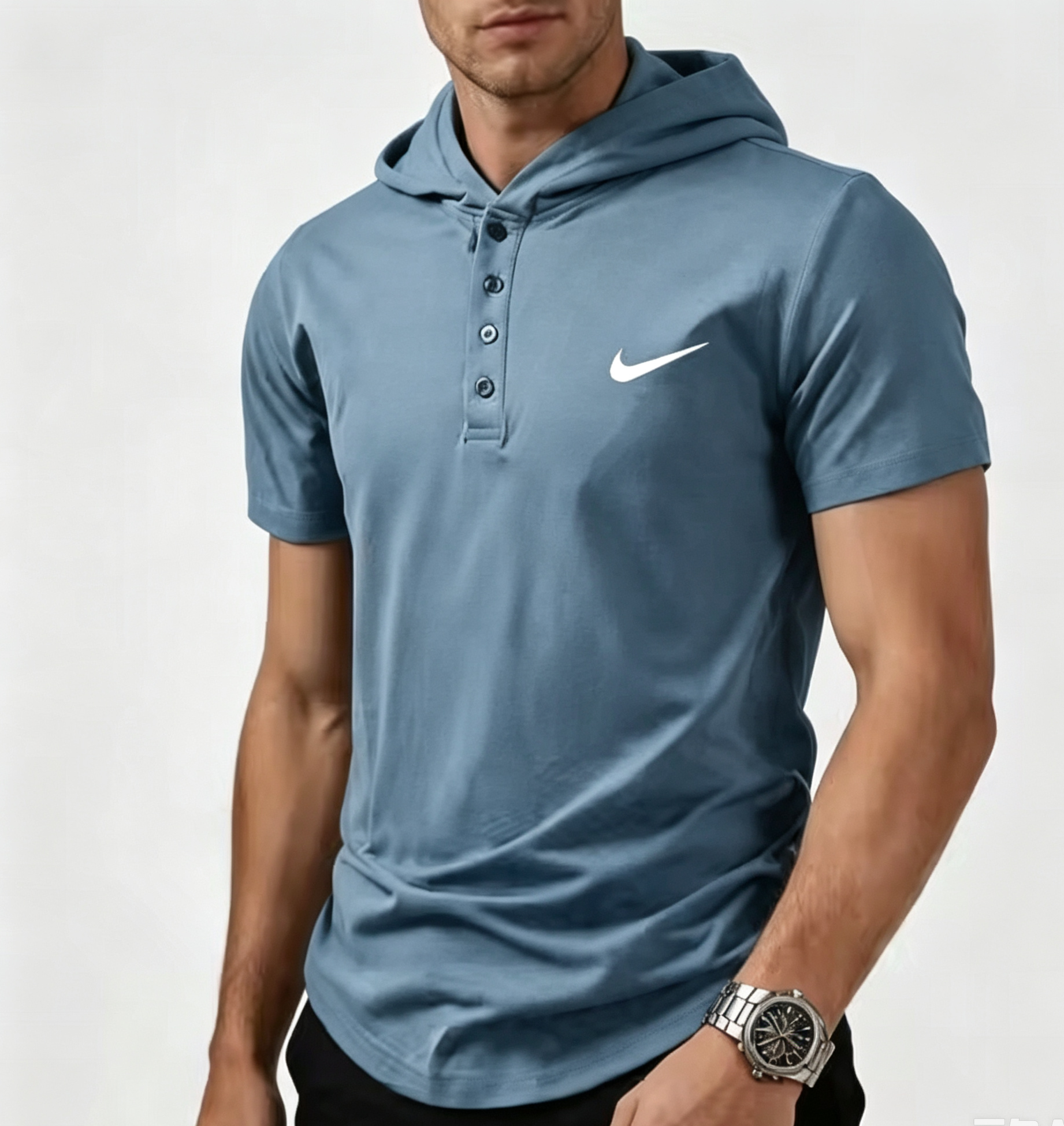 2026 Men's fashionable and versatile hooded T-shirt