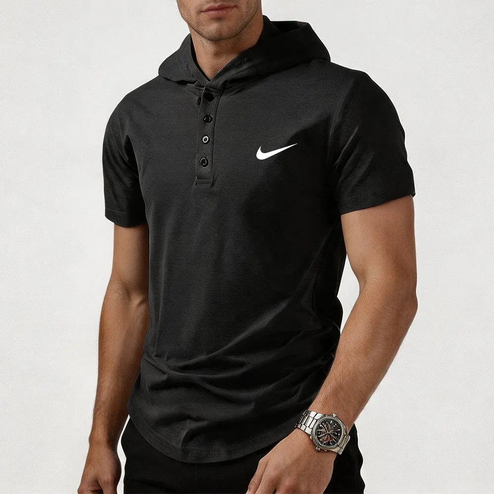 2026 Men's fashionable and versatile hooded T-shirt