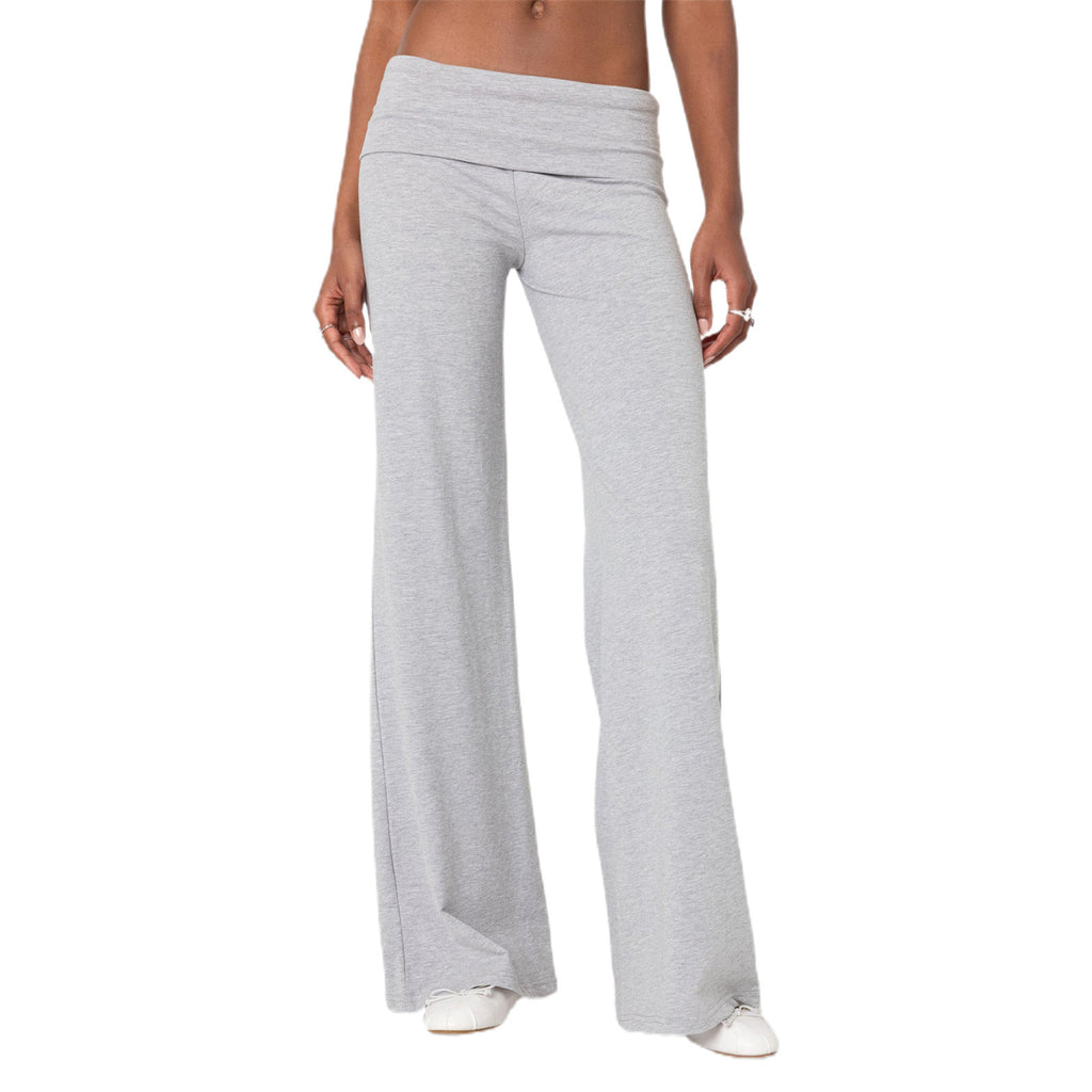 Casual solid color slim fit trousers