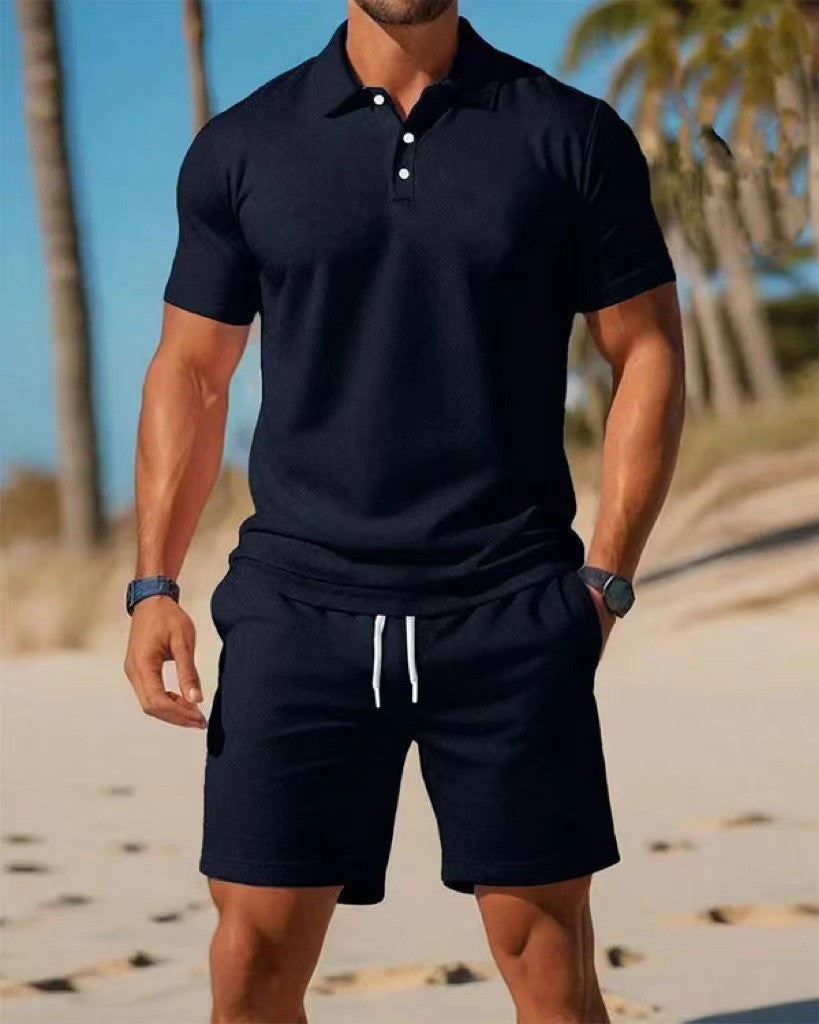 Casual sports solid color two-piece set