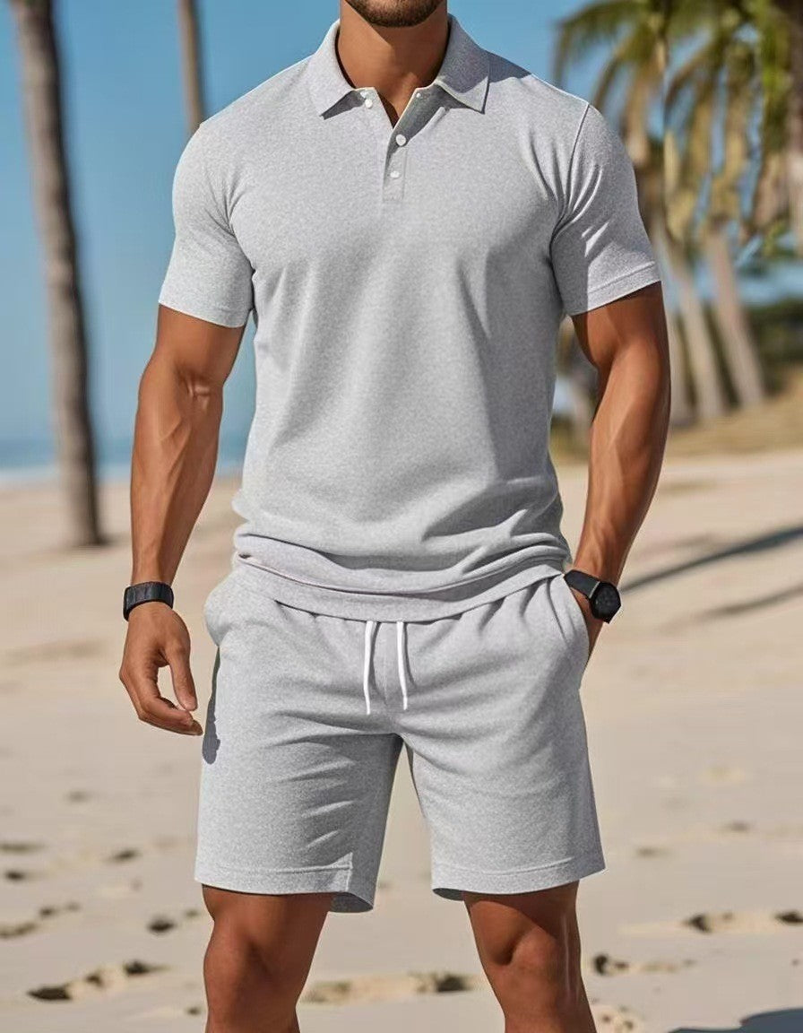 Casual sports solid color two-piece set