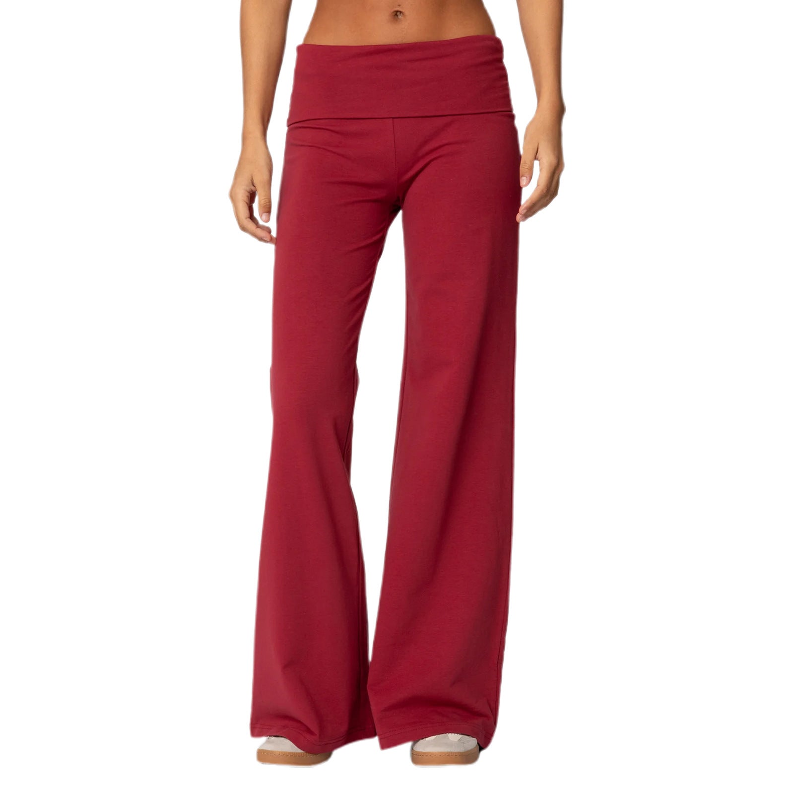 Casual solid color slim fit trousers