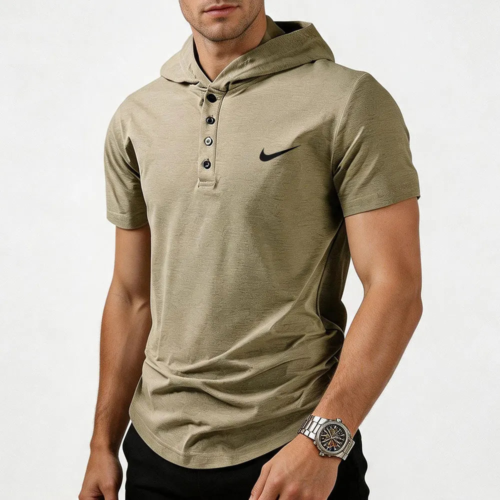 2026 Men's fashionable and versatile hooded T-shirt