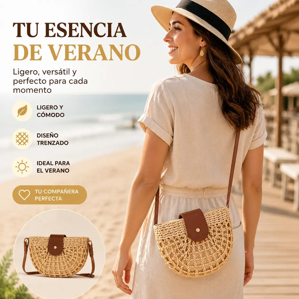 🌿 Handmade Raffia Crossbody Bag with Large Capacity | Elegant, Comfortable and Perfect for Summer