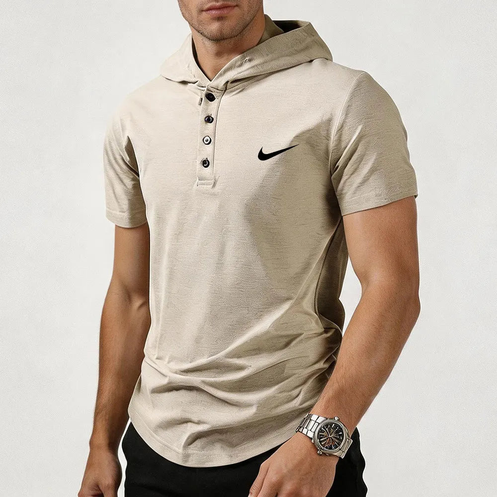 2026 Men's fashionable and versatile hooded T-shirt