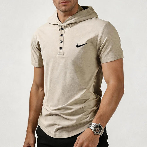 2026 Men's fashionable and versatile hooded T-shirt