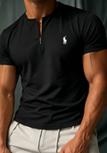 Embroidery Zipper Neck Men's T-Shirt