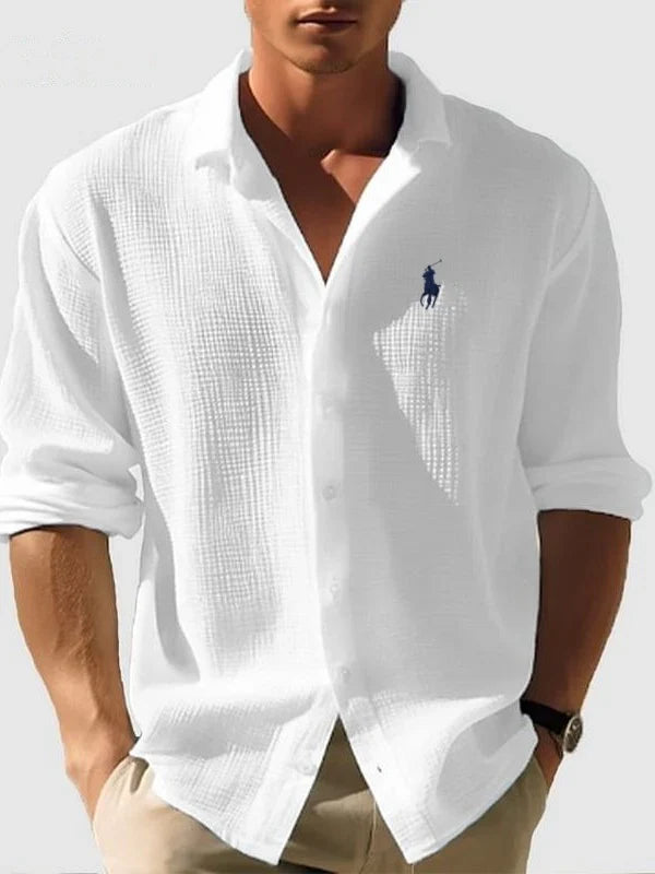 Ralph Lauren | Men's Loose-Fit Waffle-Knit Collared Shirt